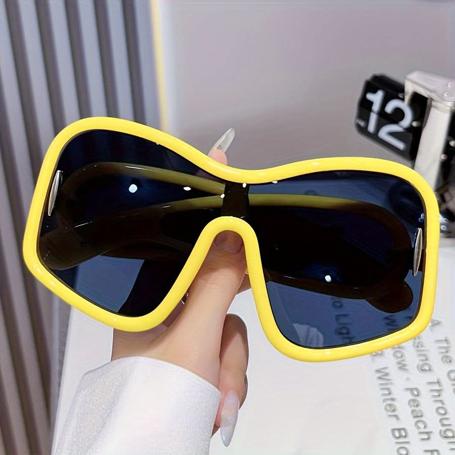 Oversized Square Frame Reflective Lens Glasses