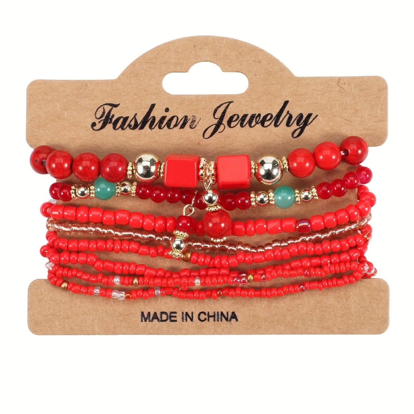 Colorful Resin Boho Beaded Stackable Bracelet Set
