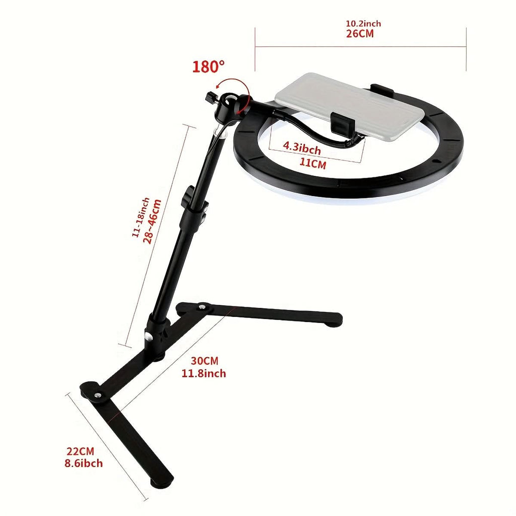 10-Inch Dimmable LED Ring Light with Phone Holder