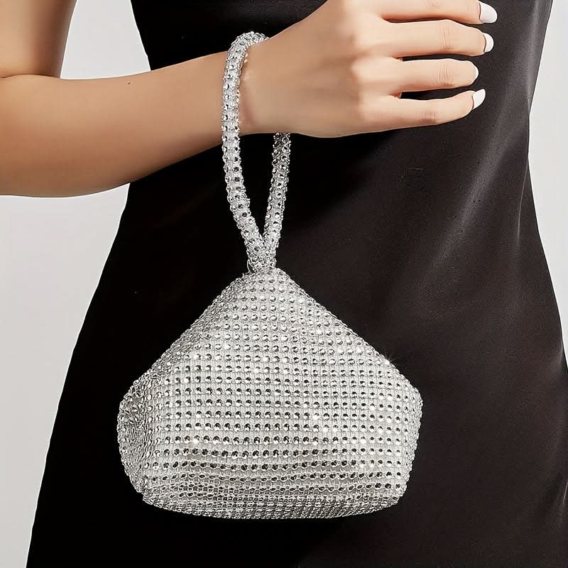 Mini Black Glitter Rhinestone Clutch Purse