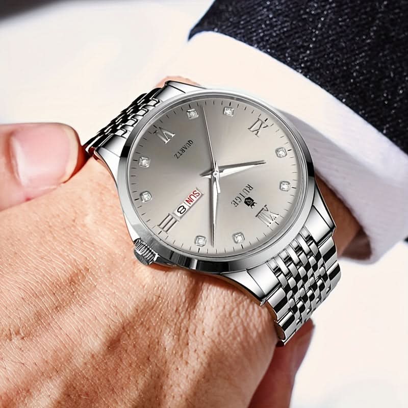 Men's Quartz Watch – Stainless Steel, Date Display, Casual Luxury Style