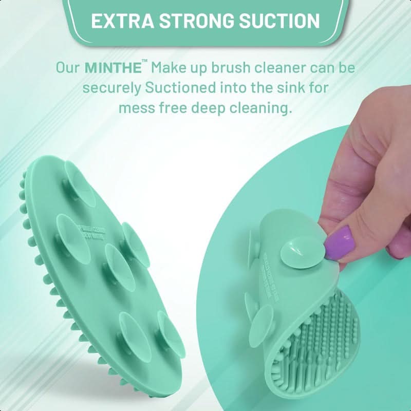 Minthe  2-Pack Silicone Makeup Brush Cleaning Mat – Portable Teal Brush Cleaner with Suction Cups