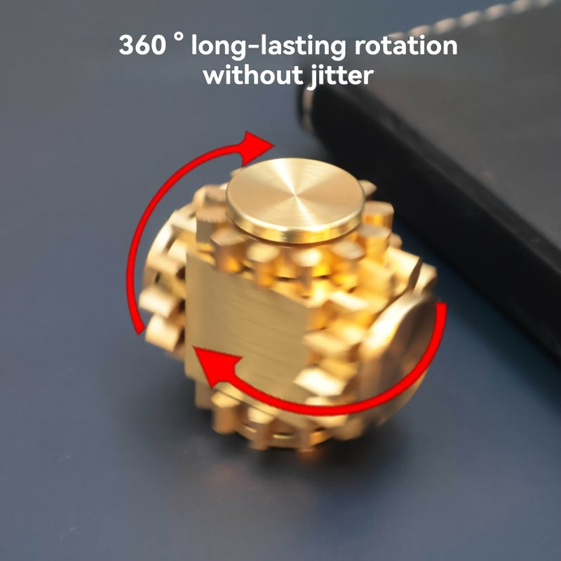 Metal Gear Fidget Spinner for Adults – Golden Four-Tooth Rubik’s Cube Decompression Toy