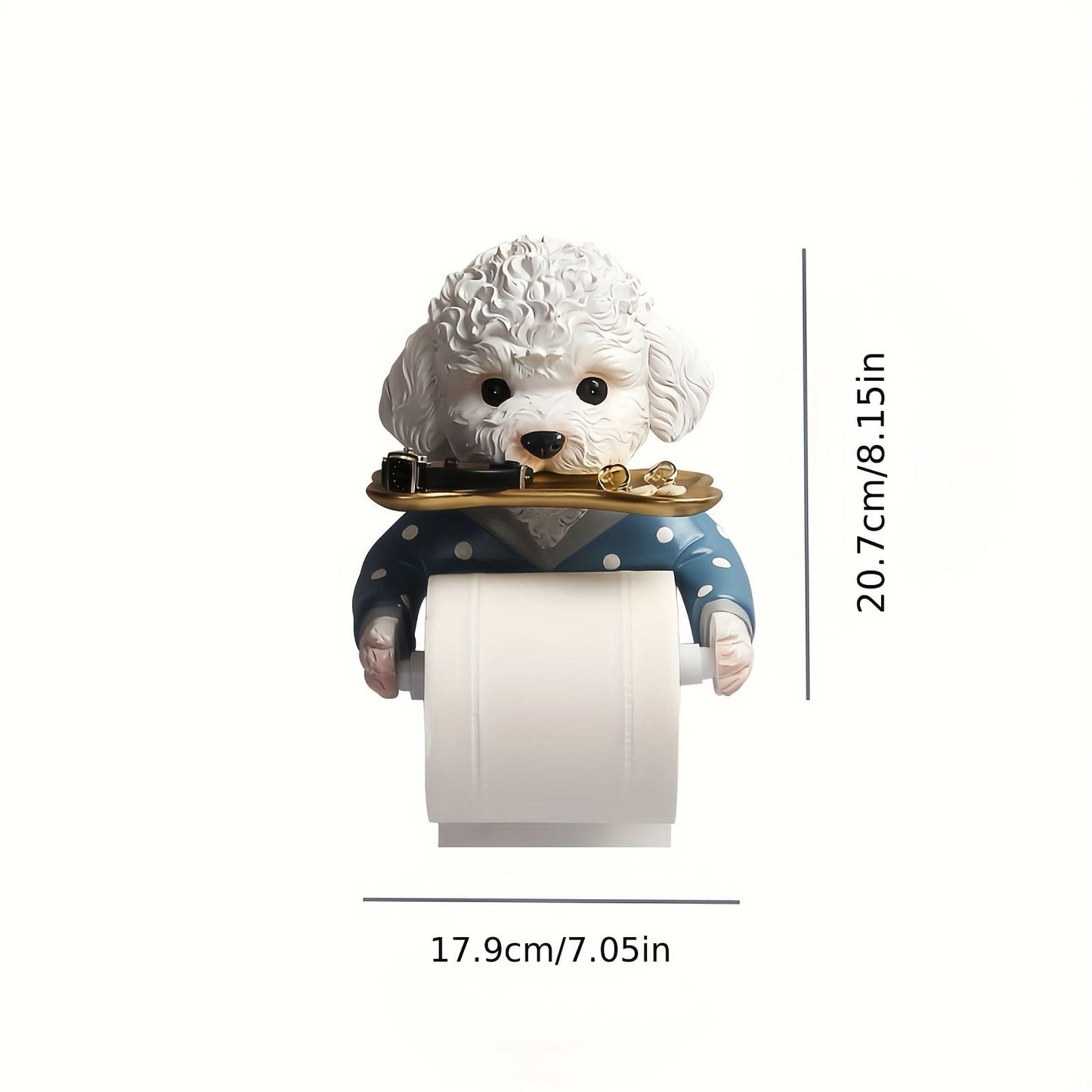 Cute Dog Wall-Mounted Toilet Paper Holder – Resin Bathroom Tissue Dispenser