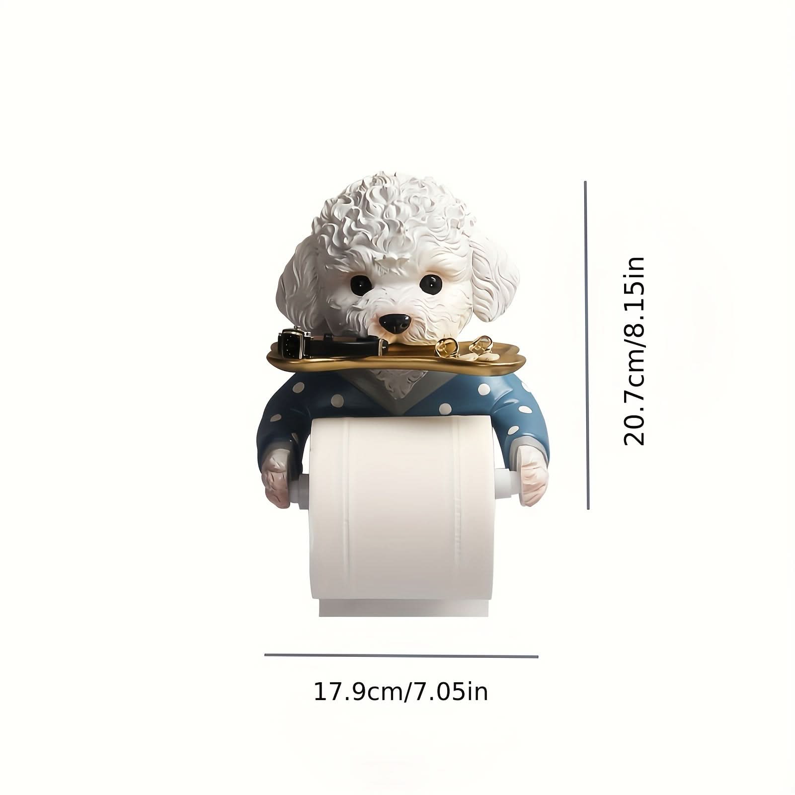 Cute Dog Wall-Mounted Toilet Paper Holder – Resin Bathroom Tissue Dispenser