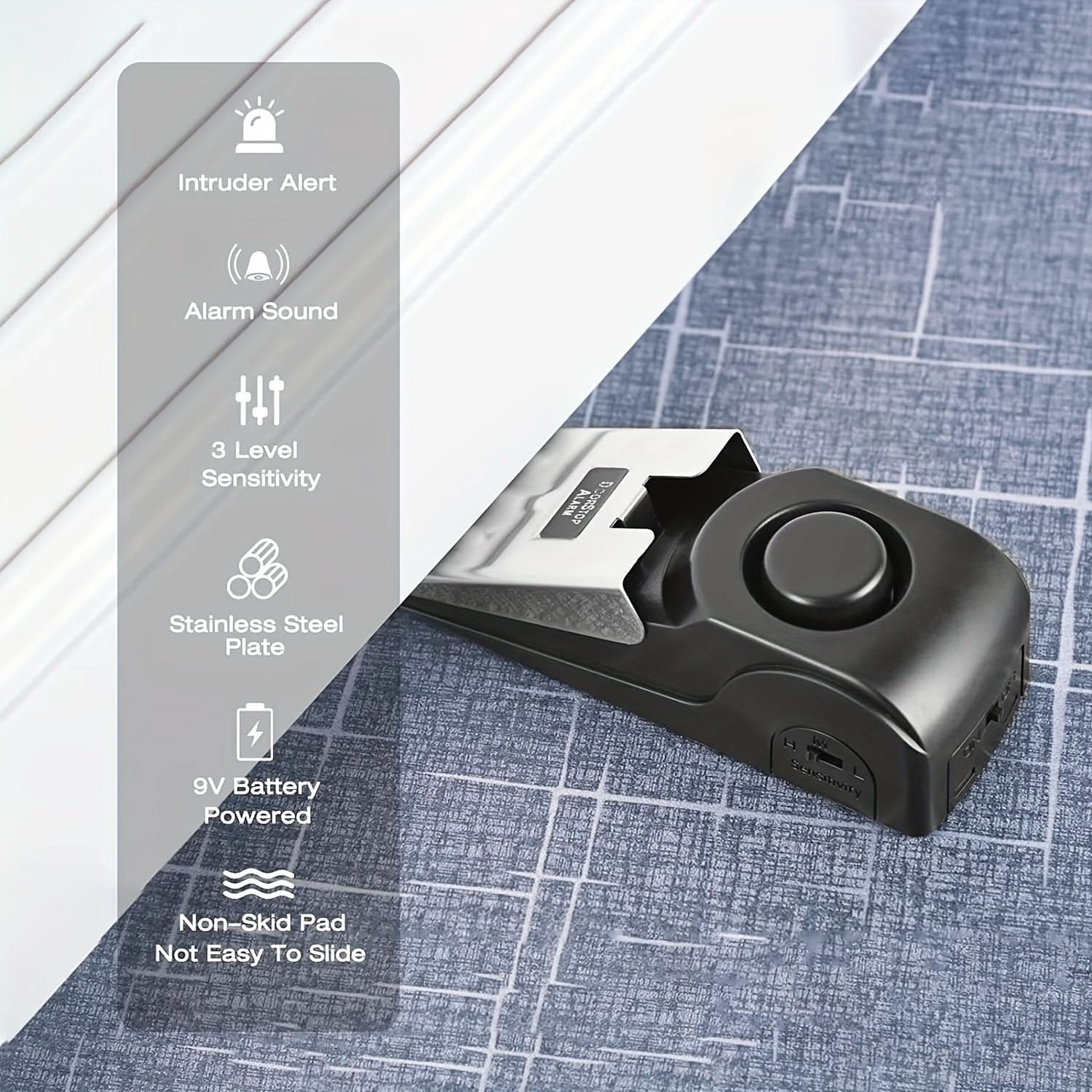 120dB Loud Door Stop Alarm with Rechargeable Battery