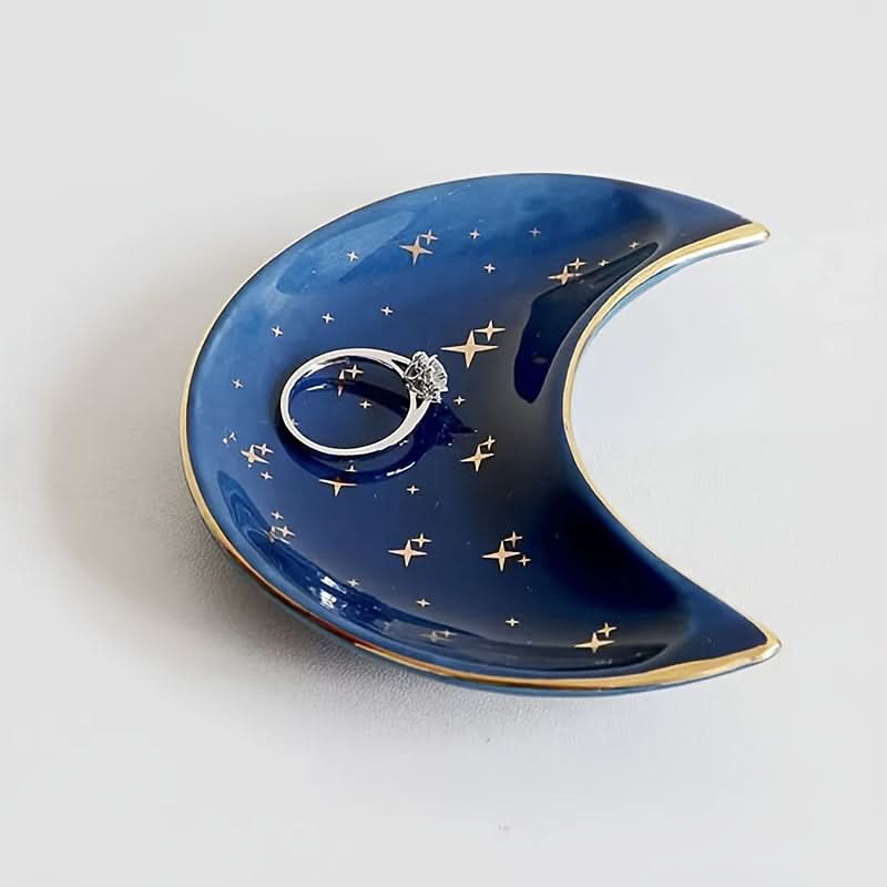 Exquisite Ceramic Moon-Shaped Jewelry Dish – Versatile Home Decor