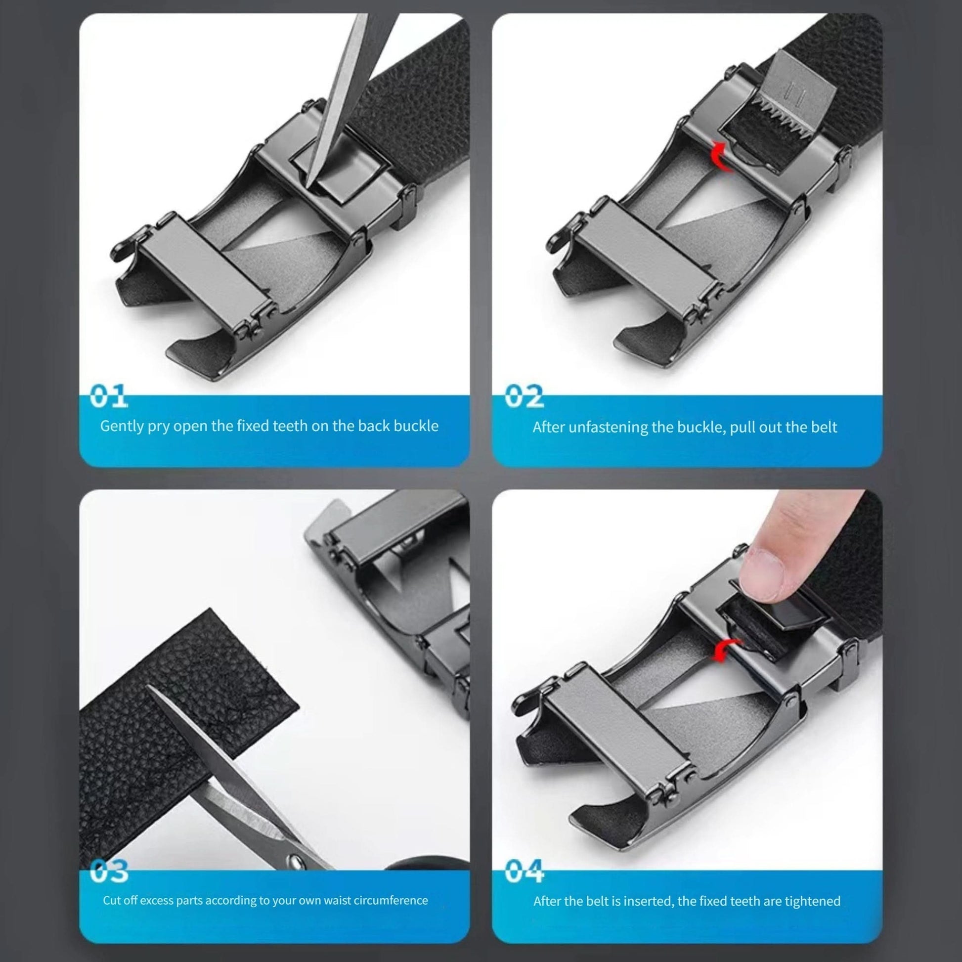 Men's Leather Belt with Automatic Alloy Buckle