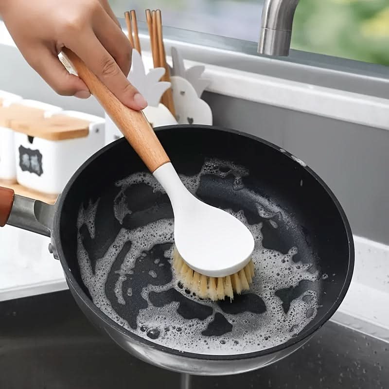Long-Handled Kitchen Scrub Brush for Pots