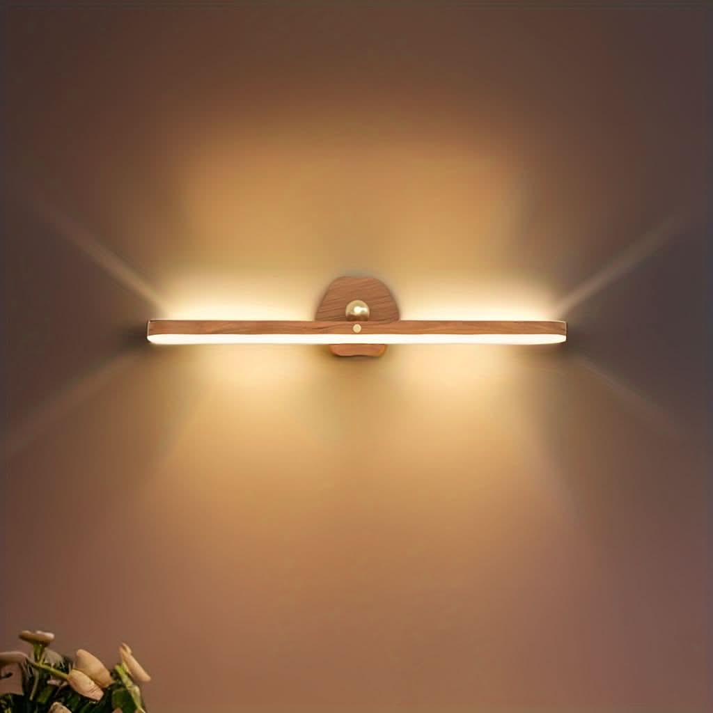 Rechargeable LED Mirror Light with Wooden Finish