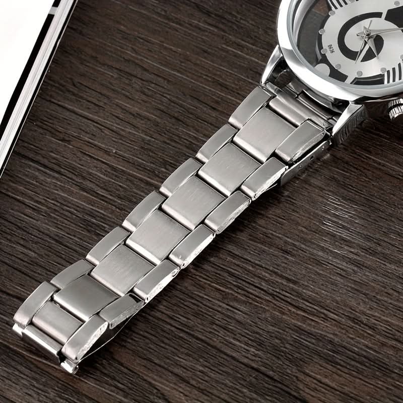 Men's Skeleton Quartz Watch – Stainless Steel Business Style with Transparent Case