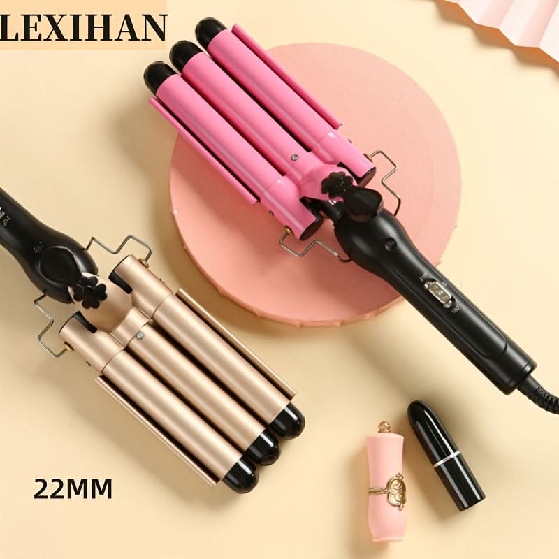 Water Ripple Hair Curler – Ceramic 3-Barrel Iron