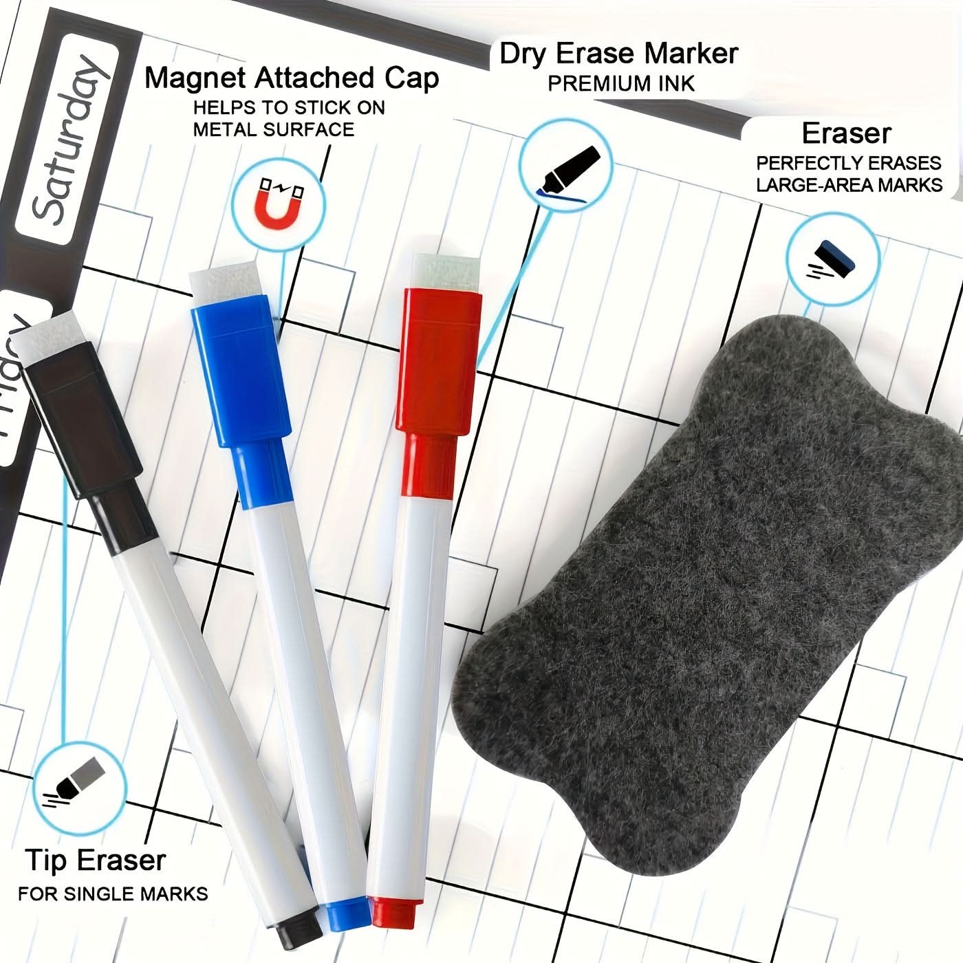 Magnetic Erasable Monthly Planner Calendar for Fridge