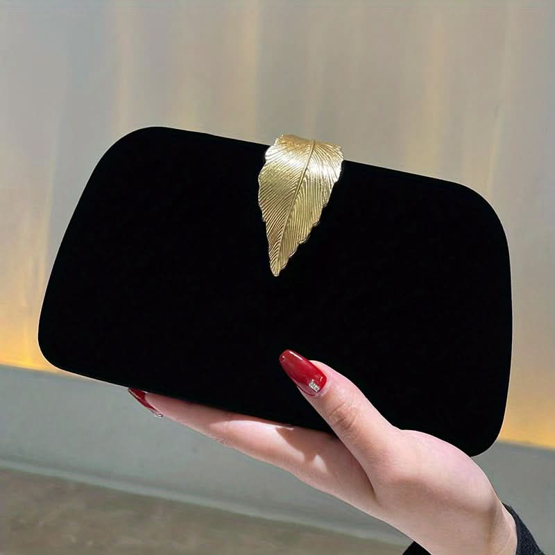 White Leaf Decor Faux Leather Clutch Bag