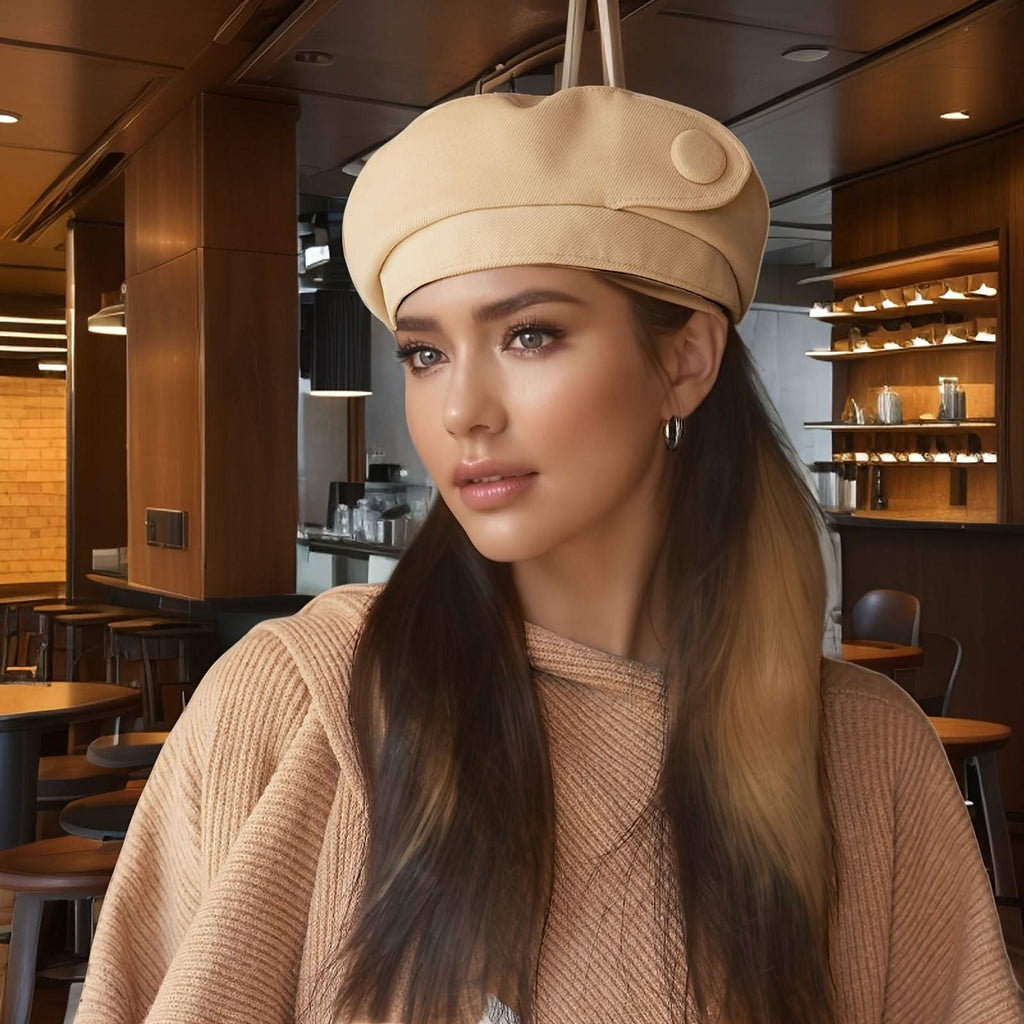 Elegant Women’s Beige Beret Hat – Sun Protection
