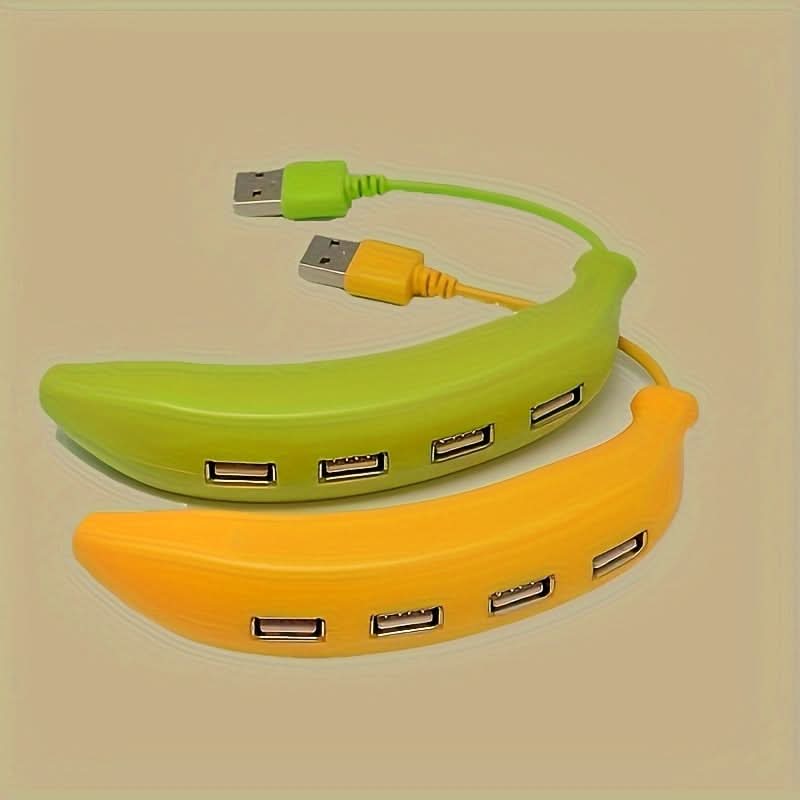 Banana-Shaped 4-Port USB 2.0 Hub – Portable, User-Friendly USB Expansion