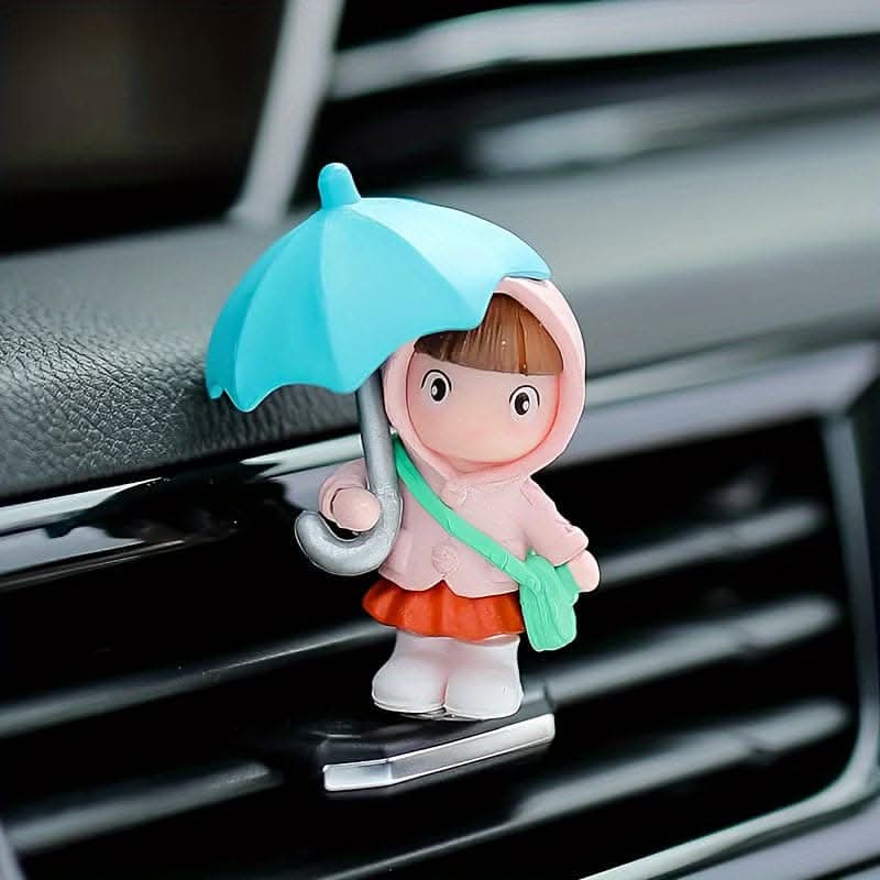 4-Piece Cute Umbrella Girl Car Center Console Decor Set