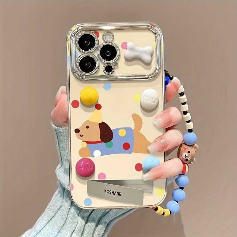 Cartoon Dog Case with Chain for iPhone 16