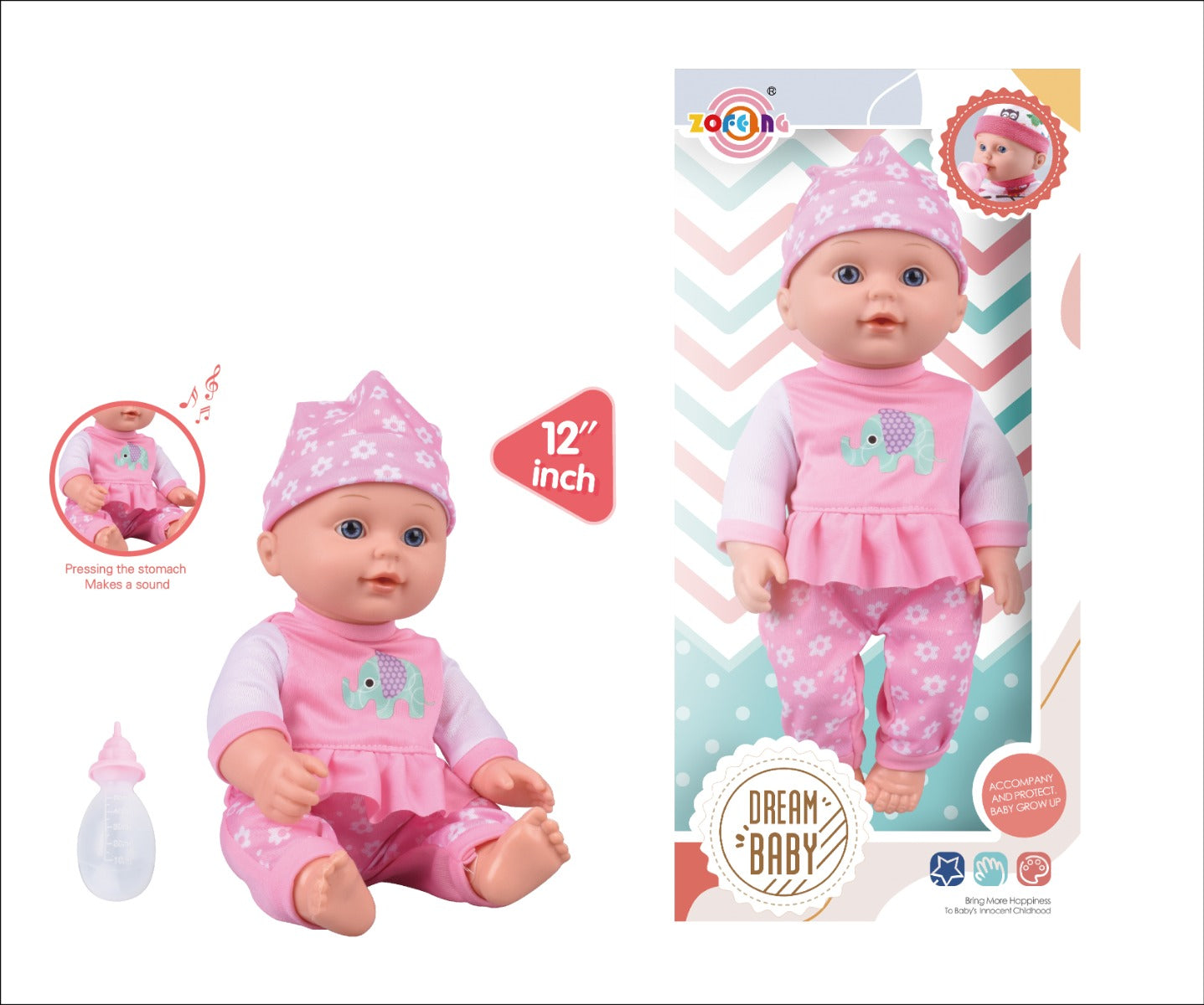 Dream Baby 12inch Baby Doll Light Pink Dress