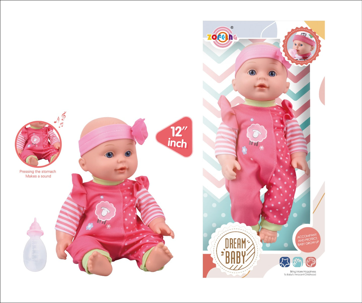Dream Baby 12inch Baby Doll Pink Dress