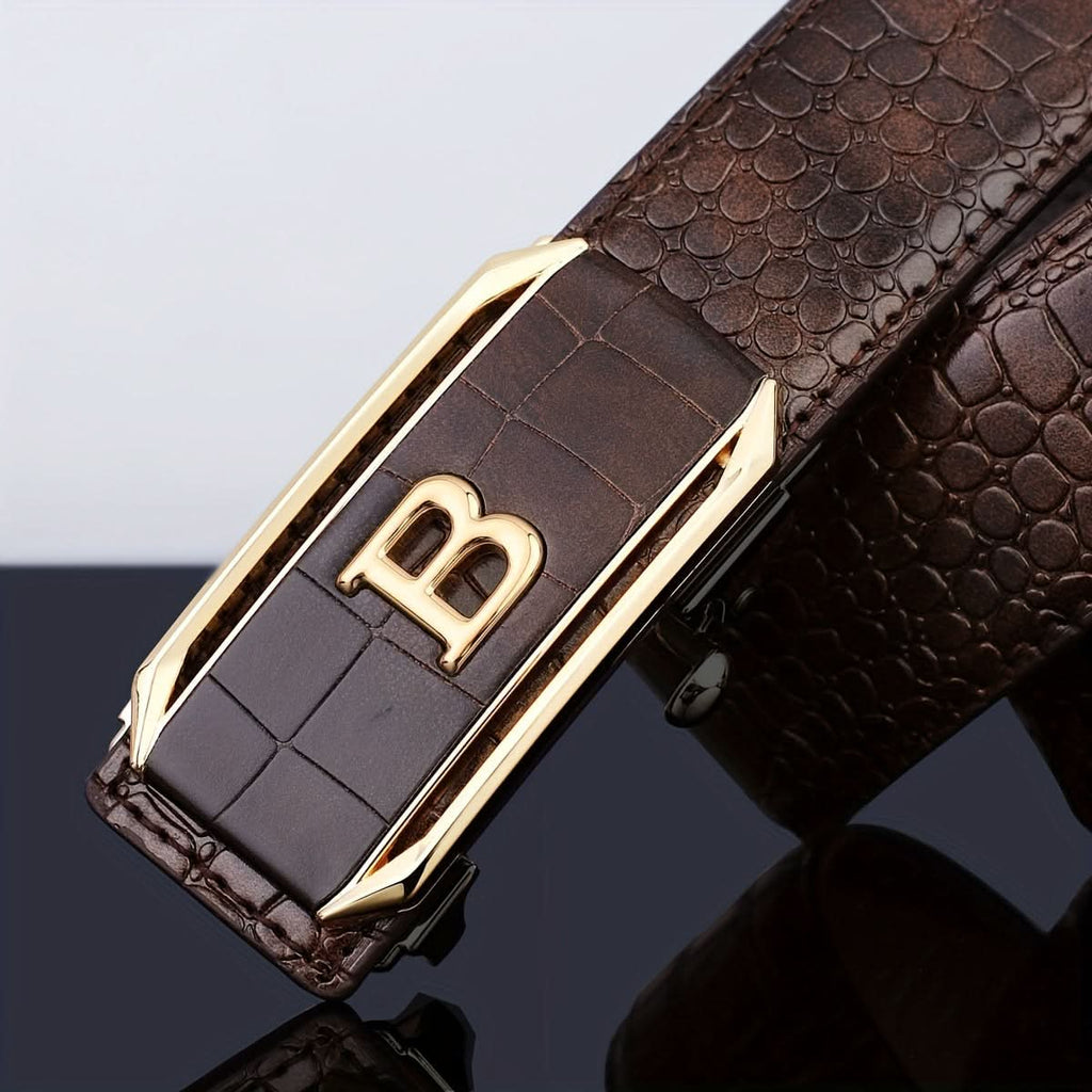 Stylish Men's Crocodile Pattern Belt – Multifunctional Automatic Buckle