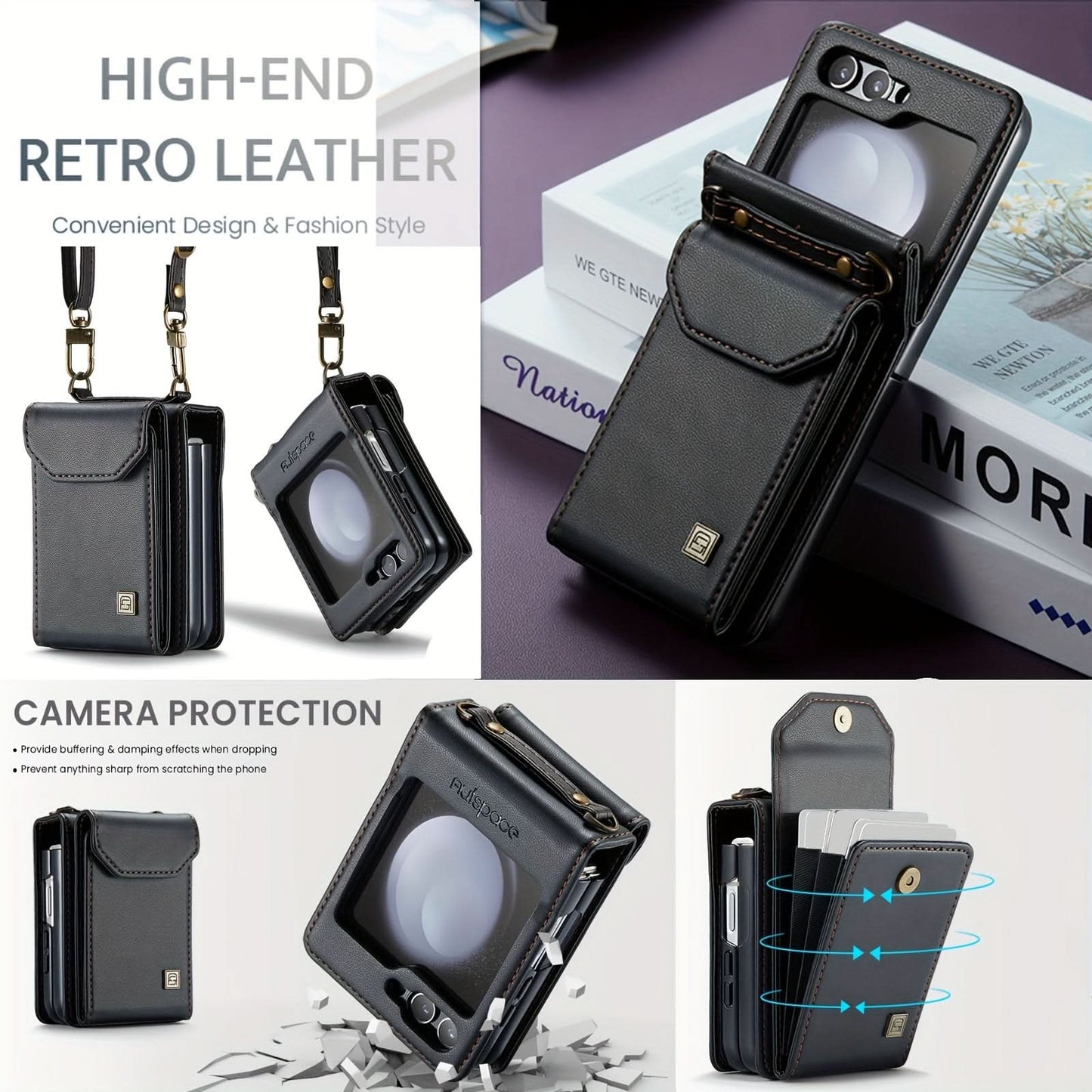 Retro PU Leather Shockproof Wallet Case for Samsung Galaxy Z Flip 5 5G