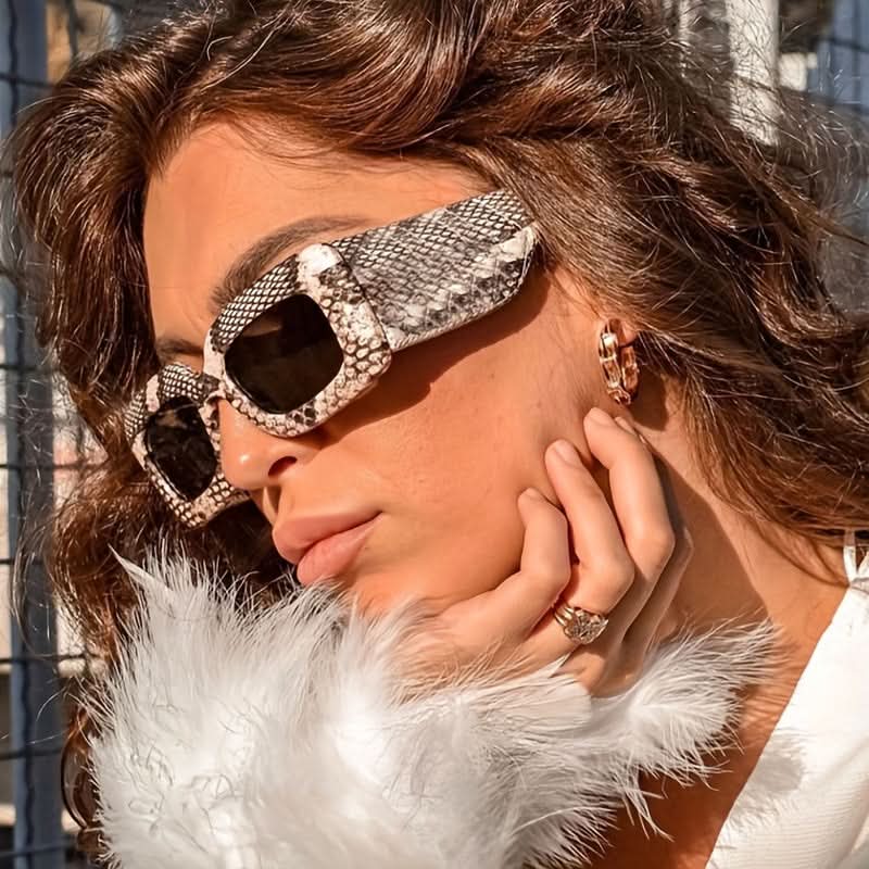 Vintage Snake Print Square Sunglasses for Women