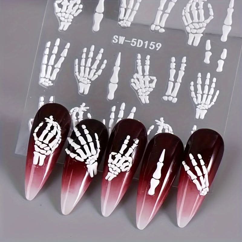 Halloween 5D Skull Nail Art Sticker - Self-Adhesive