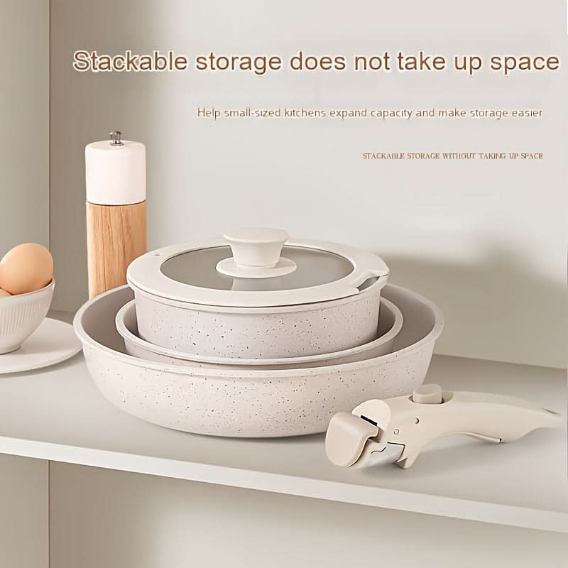 5-Piece Non-Stick Aluminum Cookware Set - Ivory
