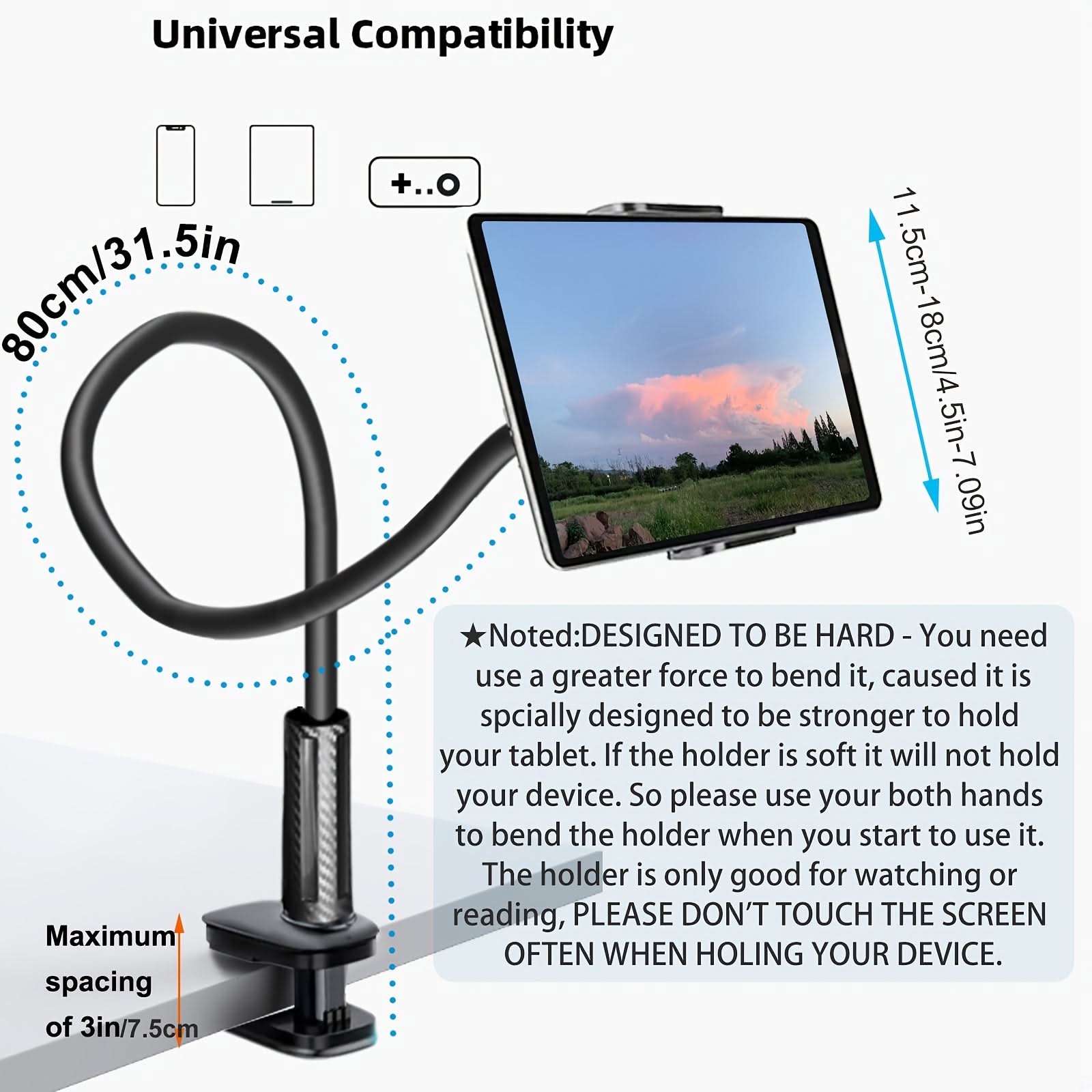 Aluminum Gooseneck Tablet & Phone Stand Holder