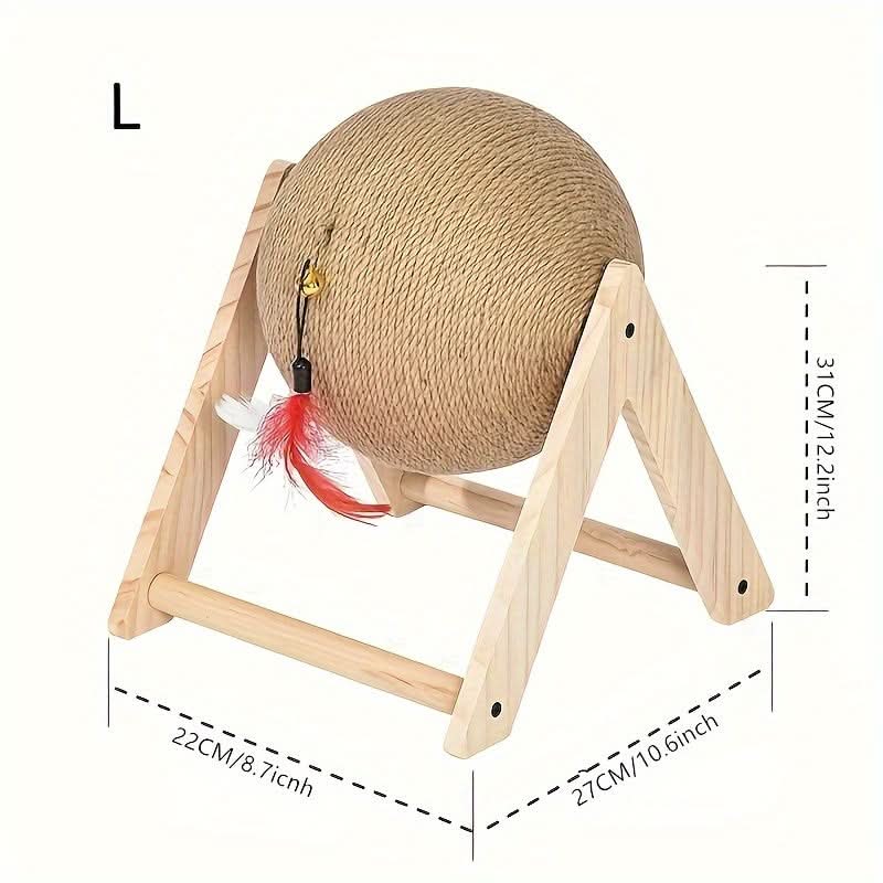 Sisal Cat Scratcher Toy with Bell & Feather
