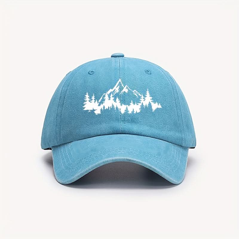 Men’s Distressed Mountain & Forest Print Baseball Cap – Adjustable Lightweight Dad Hat