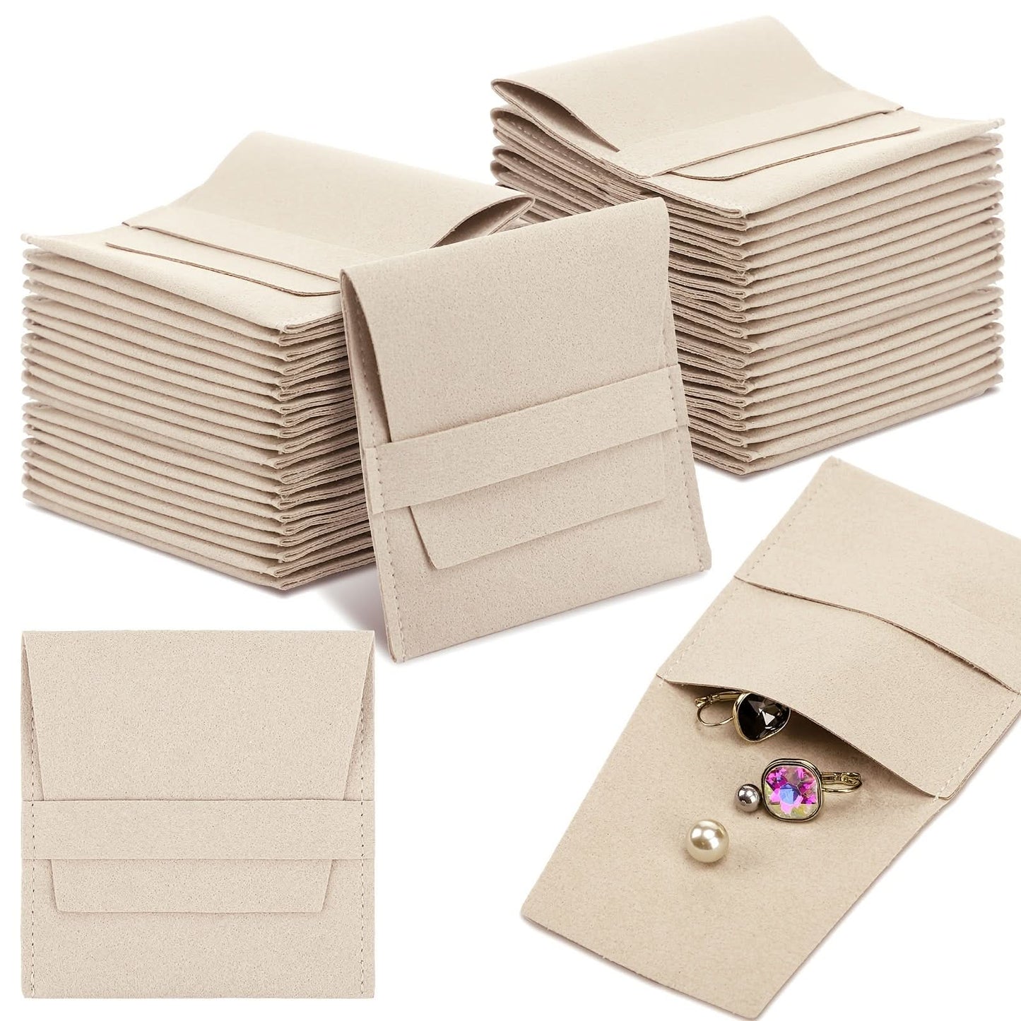 40pcs Luxury Microfiber Jewelry Gift Bags – Soft Drawstring Pouches