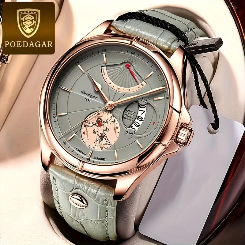 Vintage Luminous Round Quartz Watch - Classic PU Leather Strap