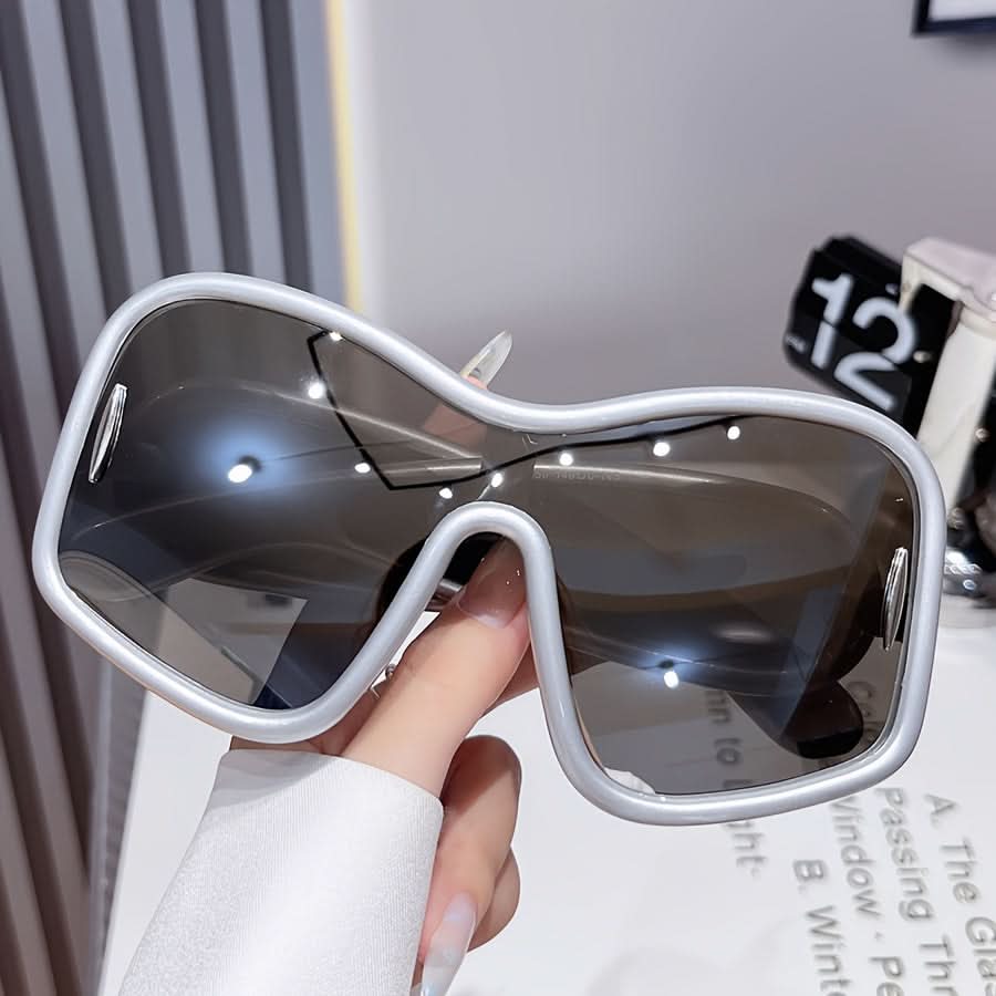 Oversized Square Frame Reflective Lens Glasses