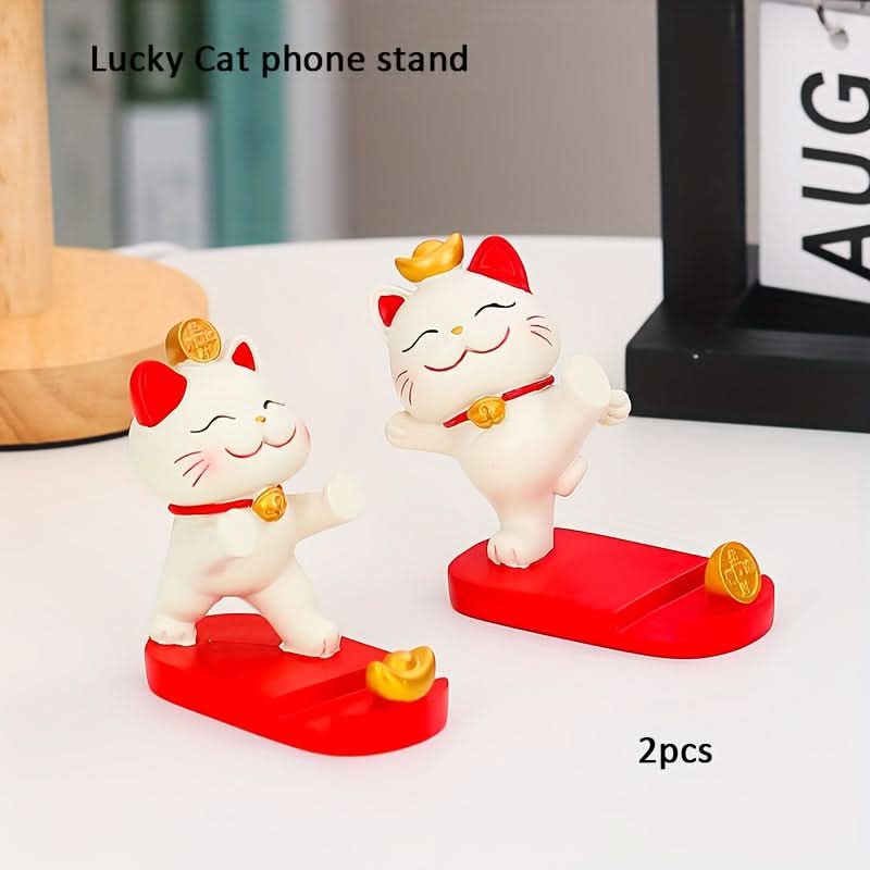 2pcs Cute Cat Mobile Phone Stand, Portable Resin Holder