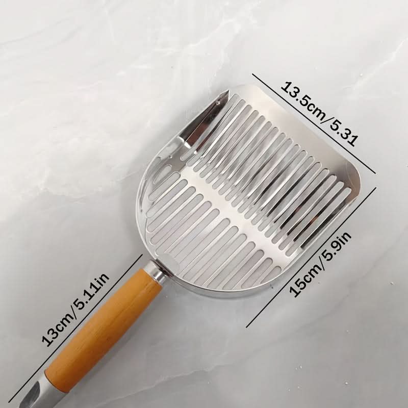 Durable Stainless Steel Pet Poop Scoop – Dual-Sized Holes & Hanging Hook