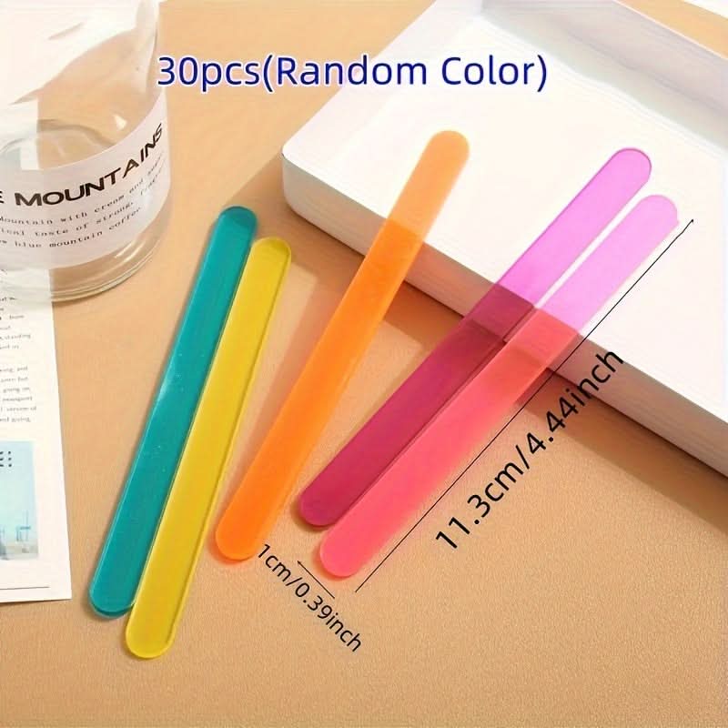 30PCS Reusable Acrylic Ice Cream Sticks – Transparent & Colorful