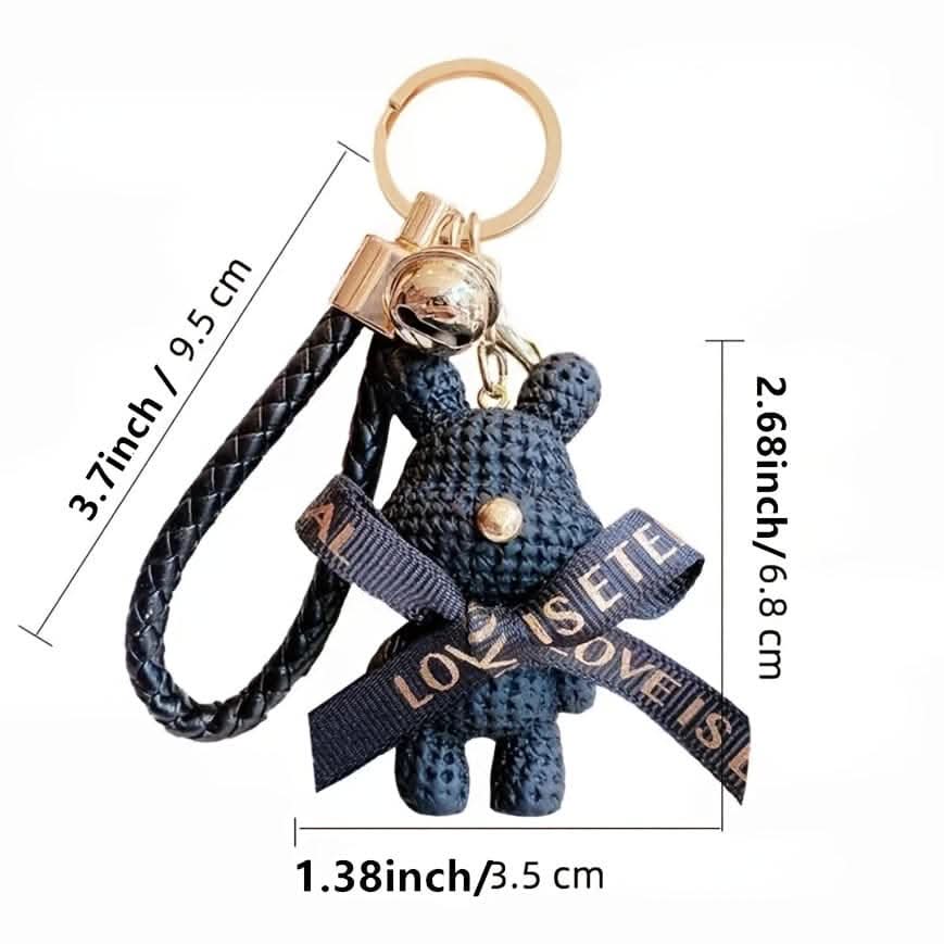 Adorable Bear Keychain with Bow & Bell – Cute Gift for Girls
