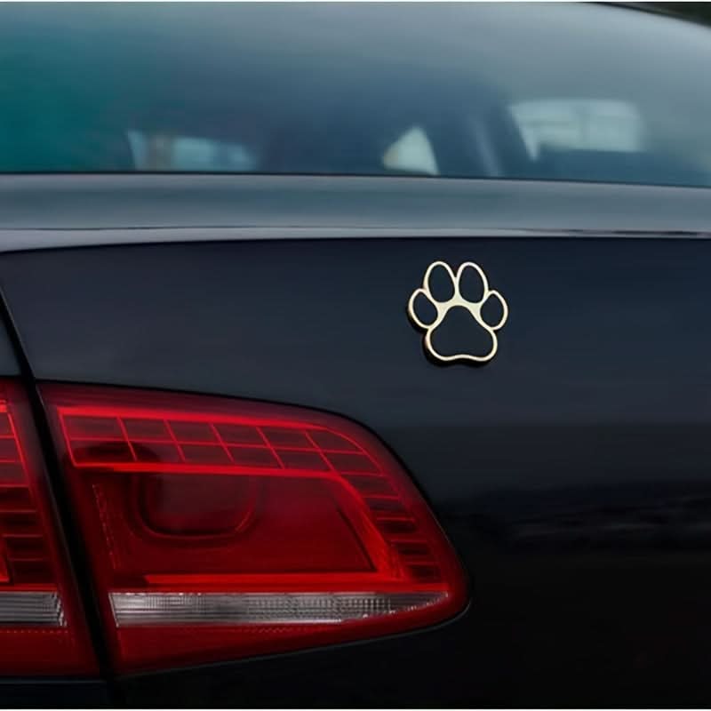 Chrome Dog Paw Car Decal – Metal Footprint Sticker for Cars & Motorcycles