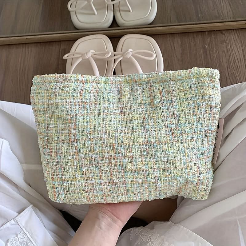 Chic Woven Fabric Makeup Bag