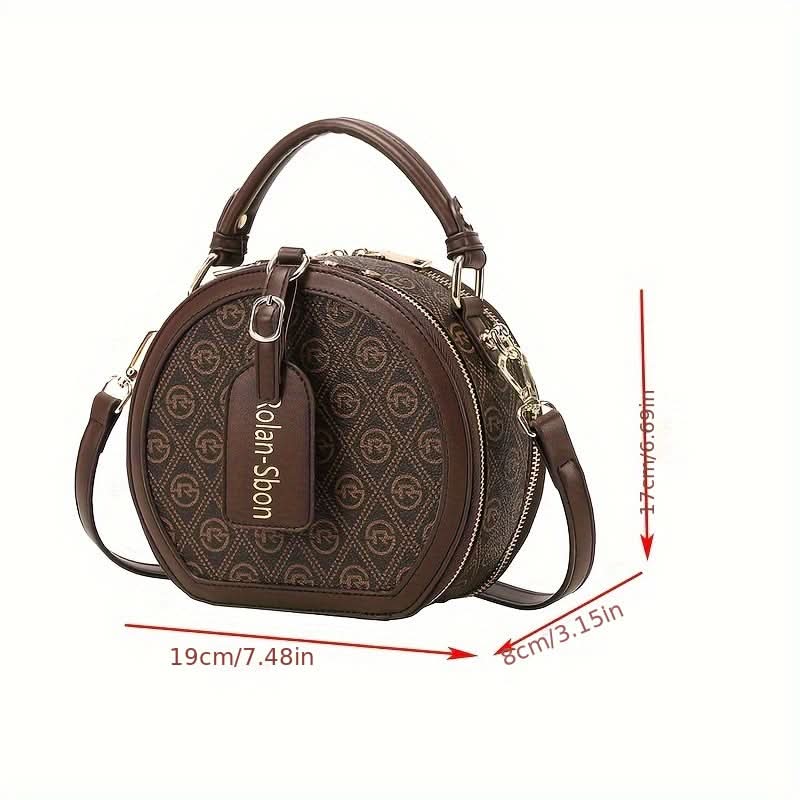 Chic Round Geometric Print Crossbody Satchel