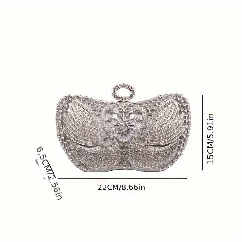 Swan-Shaped Rhinestone Festival Clutch, Golden Bag