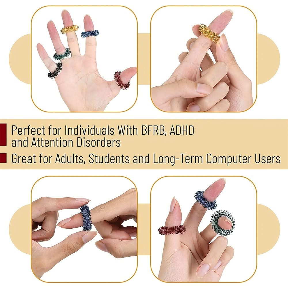 10 Pack Stress Relief Fidget Rings - Massager for ADHD, Autism & Stress Reduction!