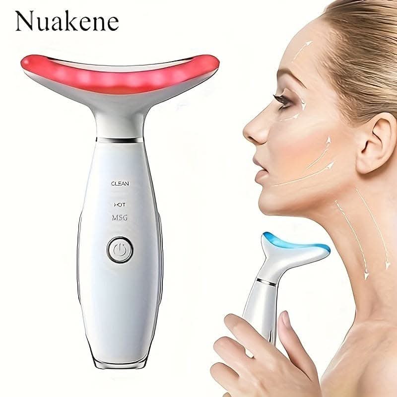 Rechargeable Facial And Neck Massager With Tri-Color LED And Heating Mode