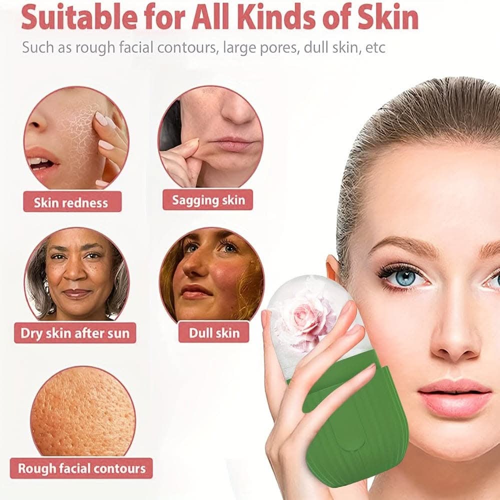 Silicone Facial Ice Roller for Skin Glow & De-Puffing
