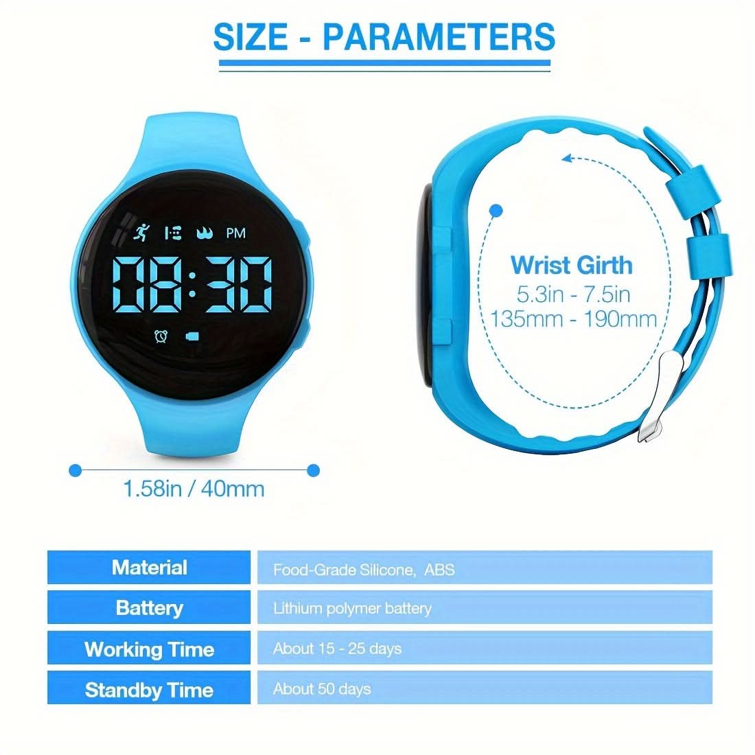 LED Digital Pedometer Fitness Watch – Kids Smart Tracker with Alarm & Stopwatch