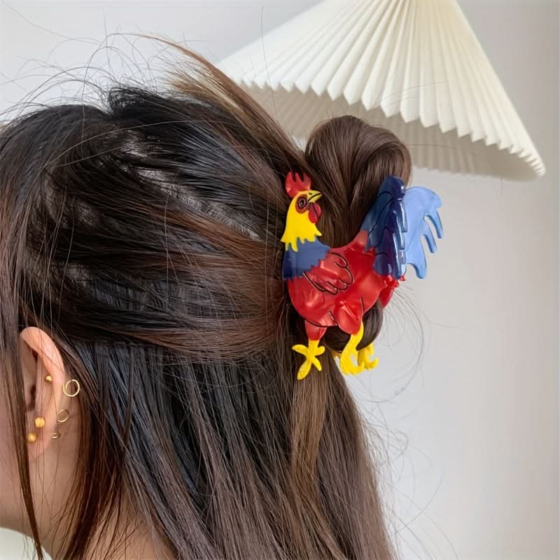 Cartoon Rooster Acetate Hair Claw Clip for Women