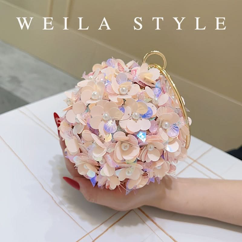 Rose Gold Rhinestone Evening Clutch Bag