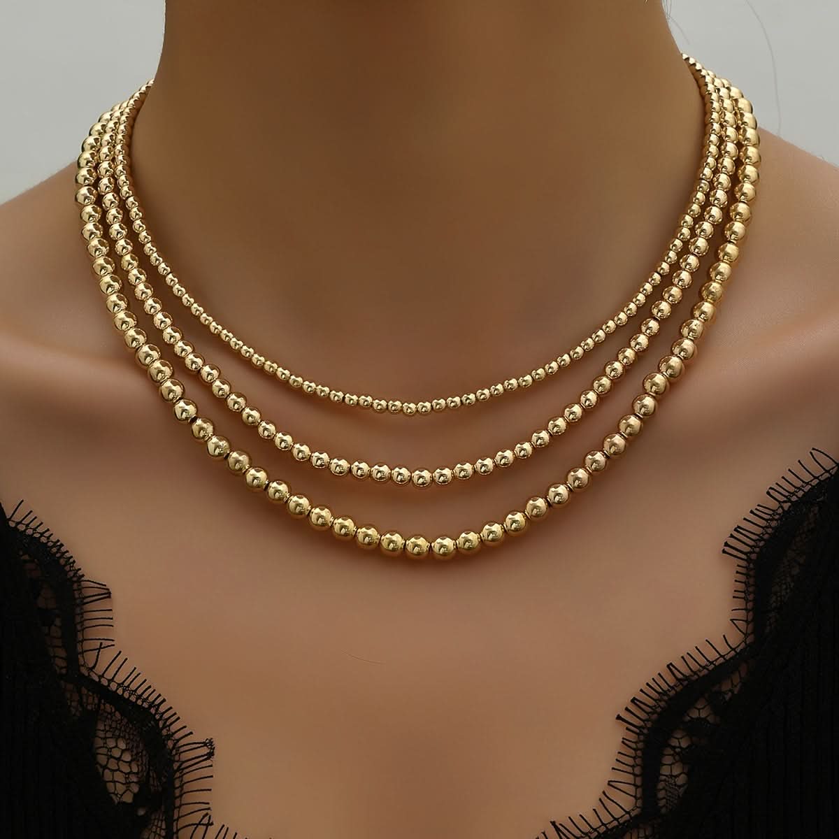 3pcs. Bohemian Glamour Golden CCB Beaded Necklace Set for Women